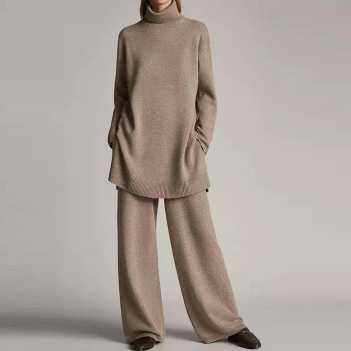Teresa - Conjunto De Cuello Alto Relajado Con Pantalón Ancho De Algodón