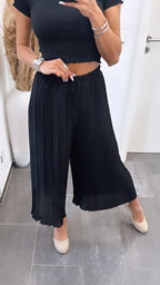 Maia - Pantalones Plisados Negros