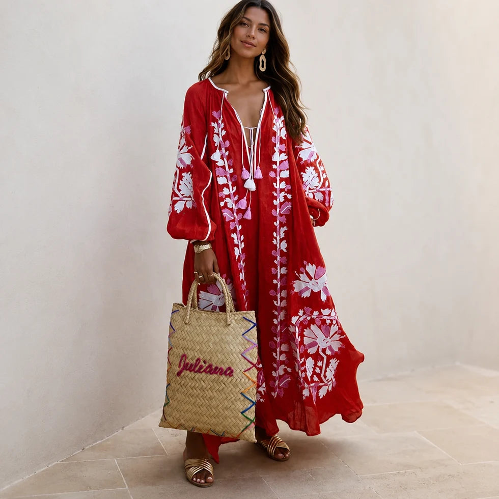 Nelia | Vestido Bohemío Casual Con Estampado Floral De Verano