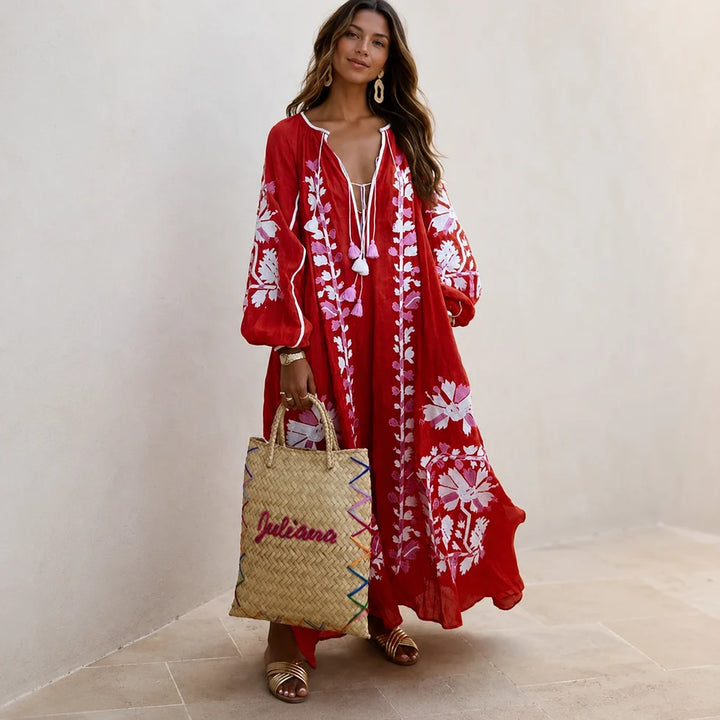 Nelia | Vestido Bohemío Casual Con Estampado Floral De Verano