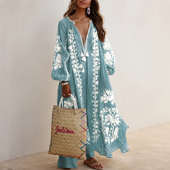 Nelia | Vestido Bohemío Casual Con Estampado Floral De Verano