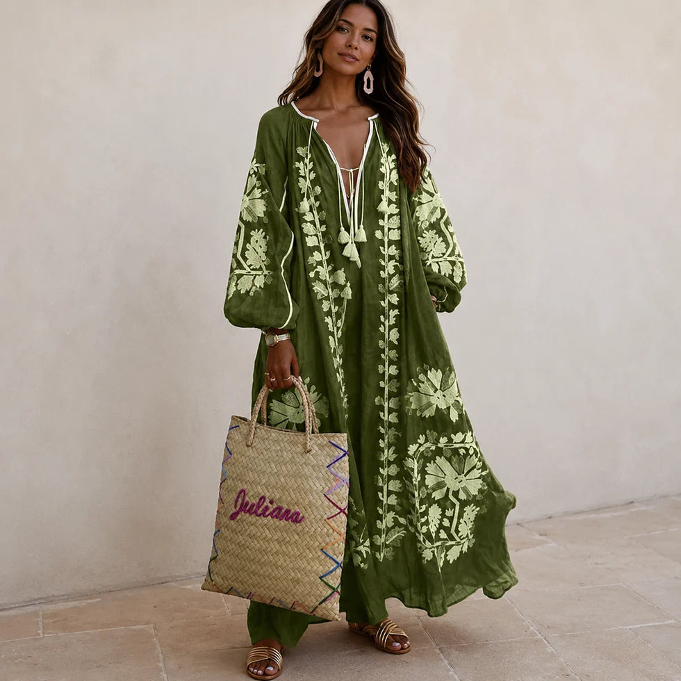 Nelia | Vestido Bohemío Casual Con Estampado Floral De Verano