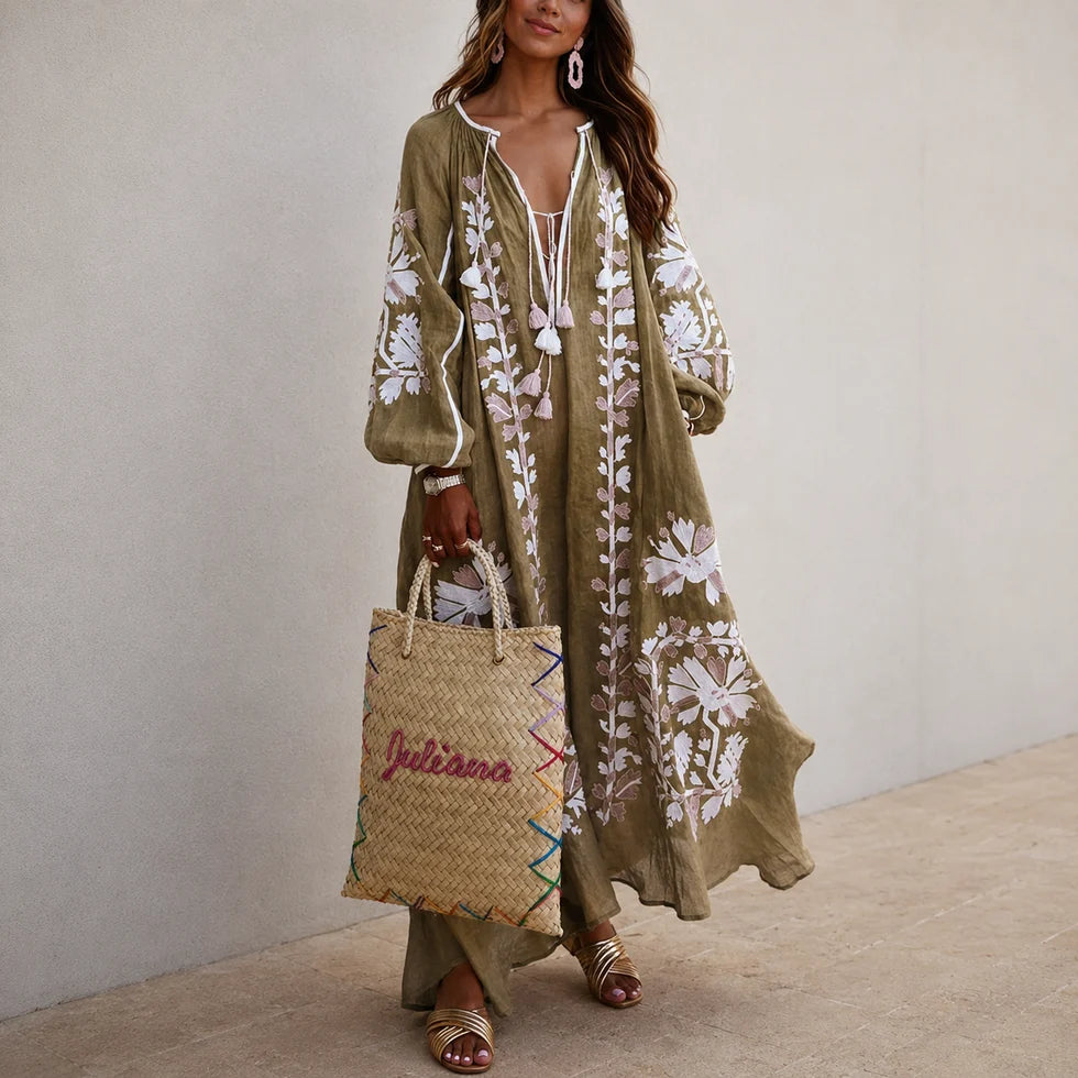 Nelia | Vestido Bohemío Casual Con Estampado Floral De Verano