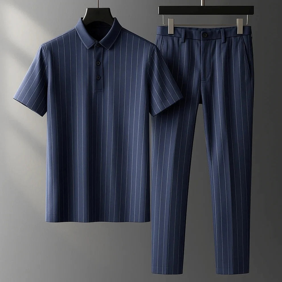 Donny - Casual Striped Polo Set