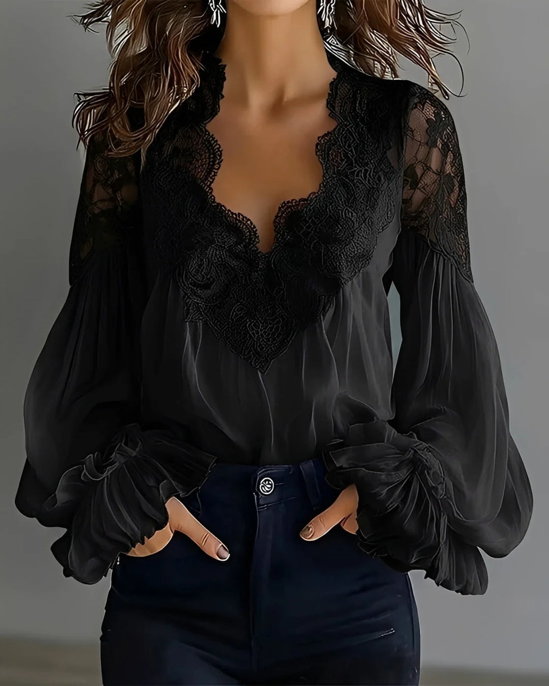 Kim - Blusa Estilosa Con Escote En V
