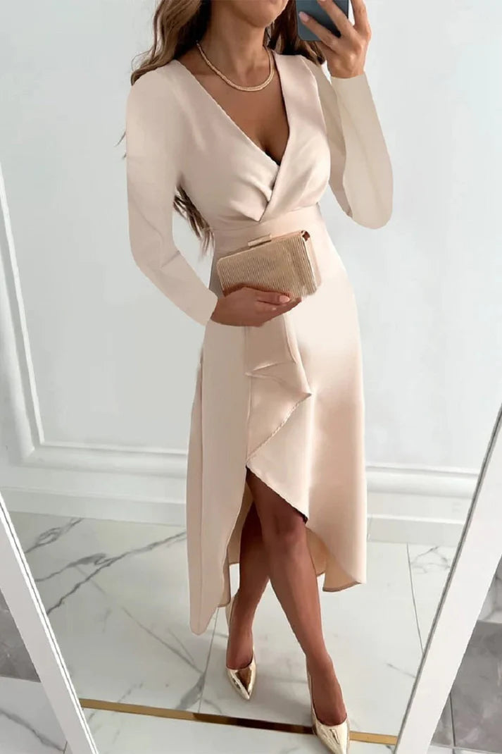 Cereza | Vestido Plisado Monocromático Para Ocasiones Especiales