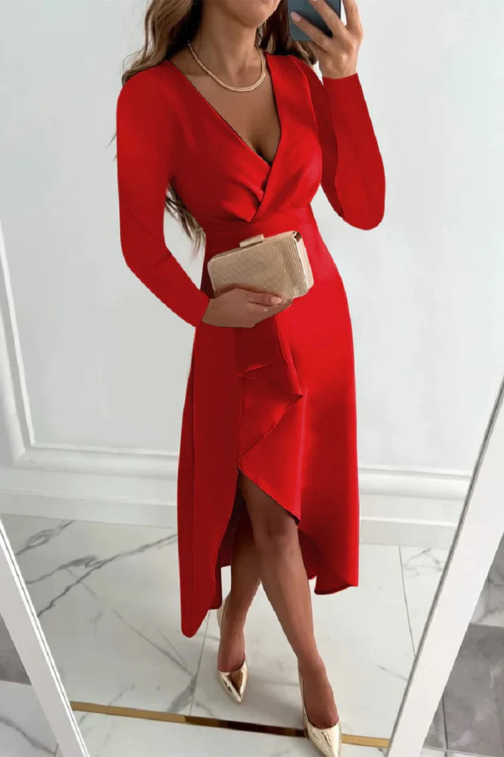 Cereza | Vestido Plisado Monocromático Para Ocasiones Especiales