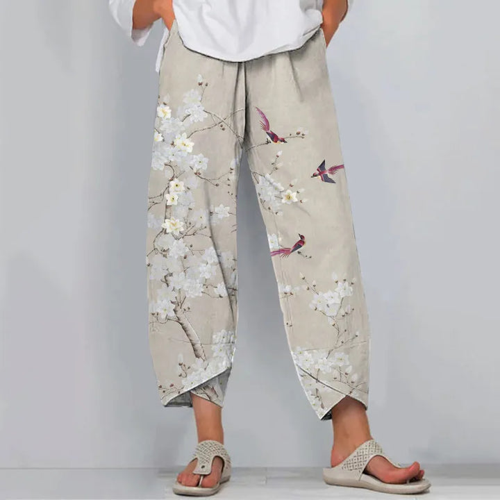 Pantalones Holgados Informales Con Estampado Floral