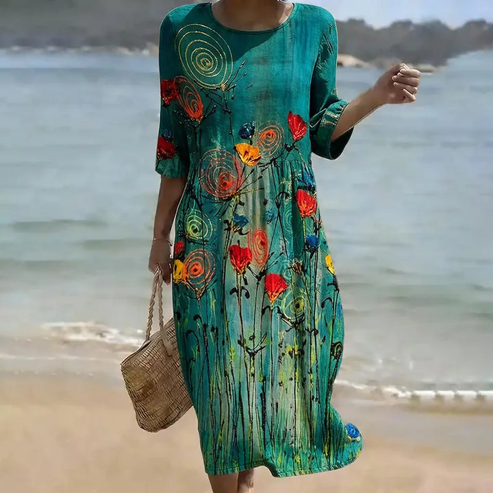 Vestido De Algodón Con Estampado Floral Vintage