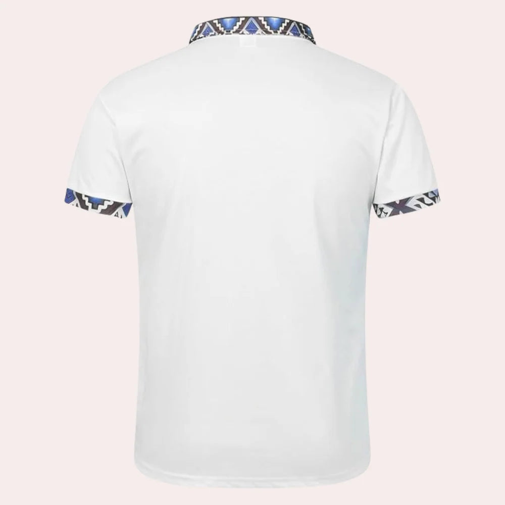Polo Masculino Bordado Con Detalle De Patrón Corte Slim Top Casual
