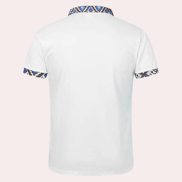 Polo Masculino Bordado Con Detalle De Patrón Corte Slim Top Casual
