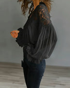 Eva | Blusa con encaje floral y mangas de farol