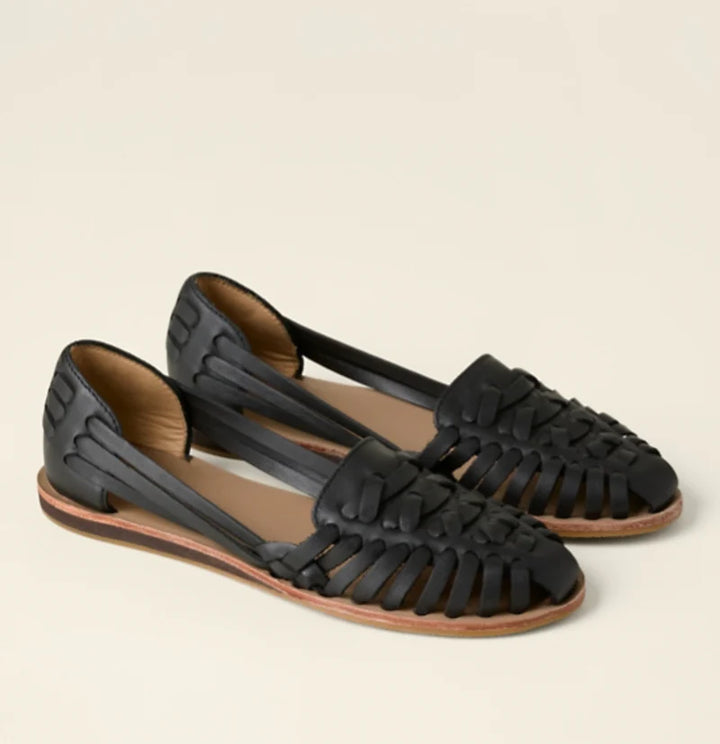 Sandalias Planas De Mujer Con Puntera Cerrada, Estilo Slip-on Tejido