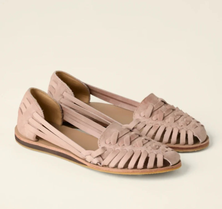 Sandalias Planas De Mujer Con Puntera Cerrada, Estilo Slip-on Tejido
