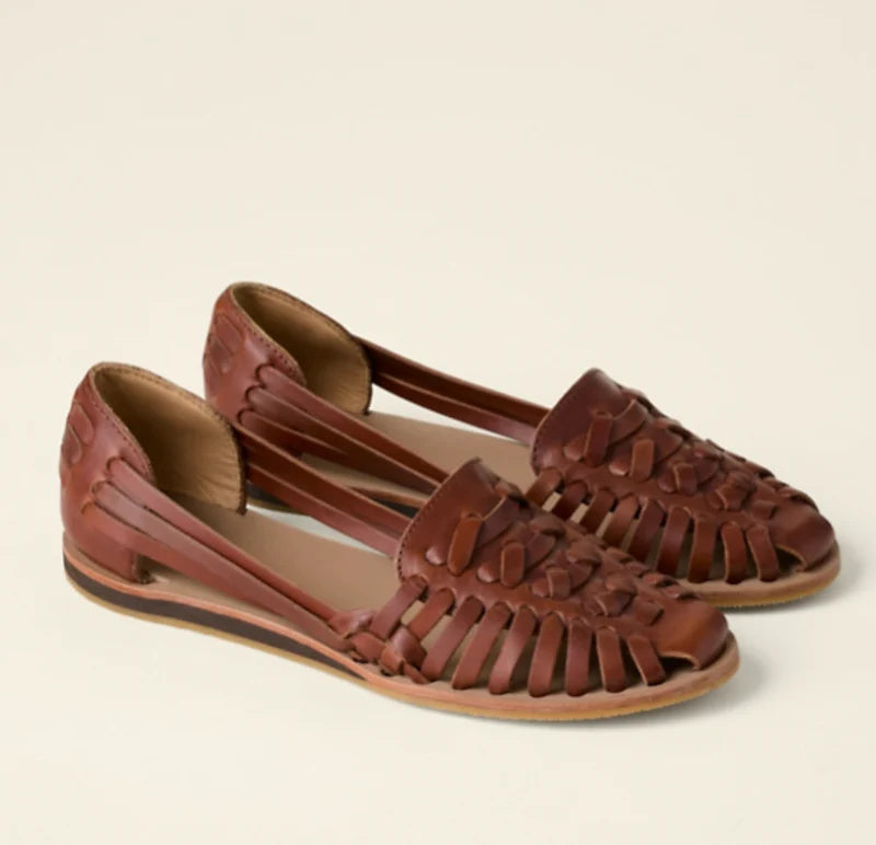 Sandalias Planas De Mujer Con Puntera Cerrada, Estilo Slip-on Tejido