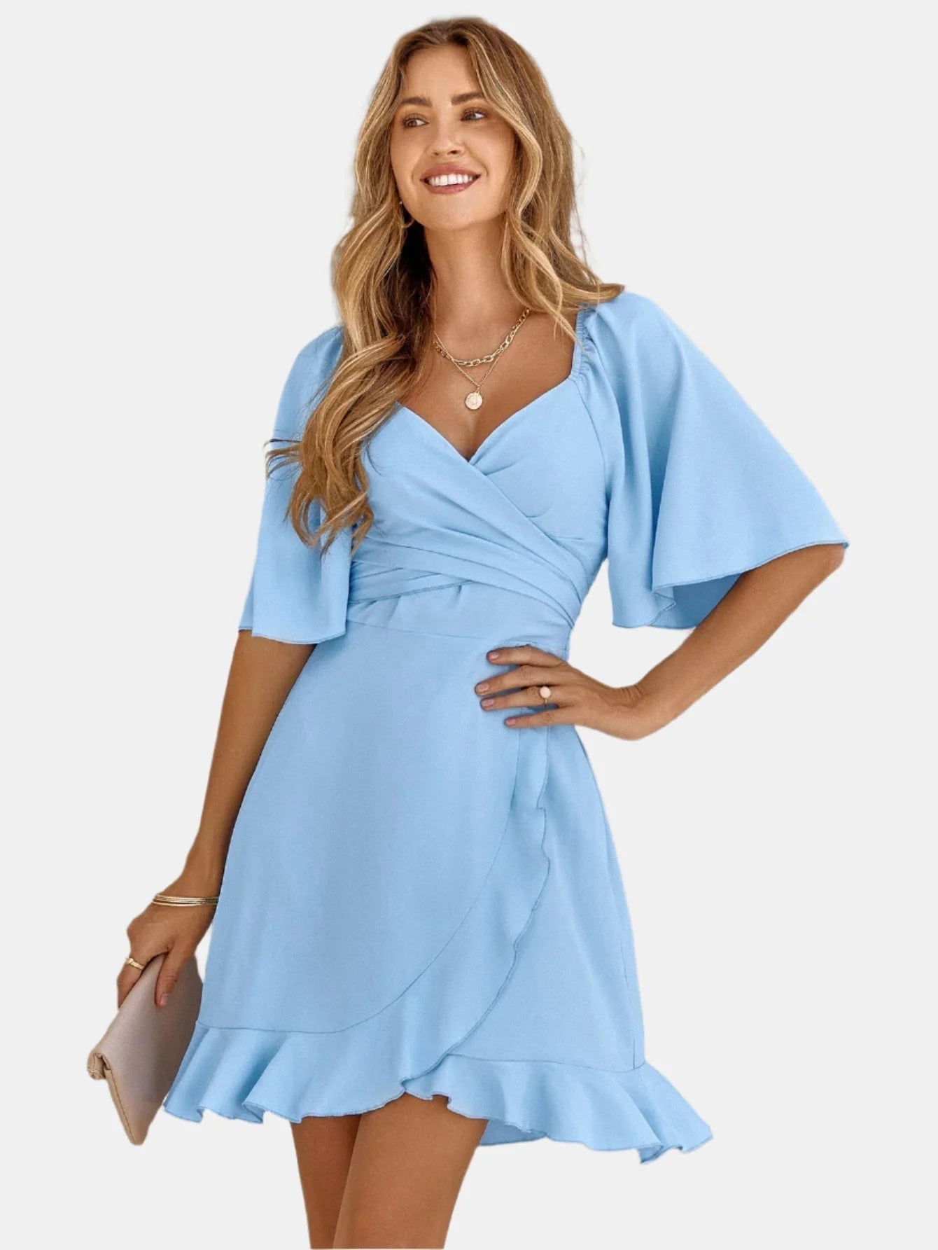 Clara - vestido midi azul claro