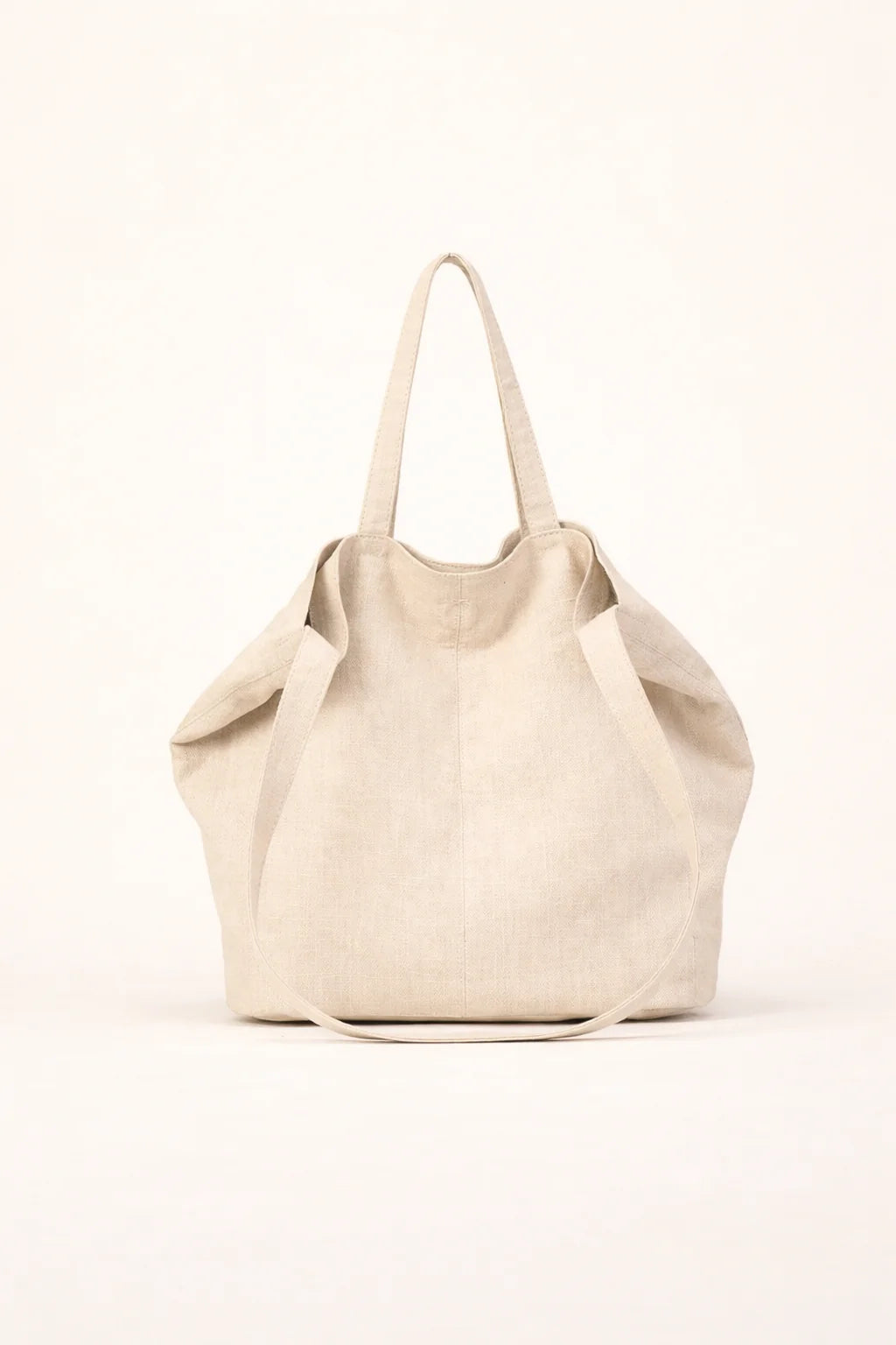 Bolso Tote Grande De Lona De Ramio Ligero Y Natural
