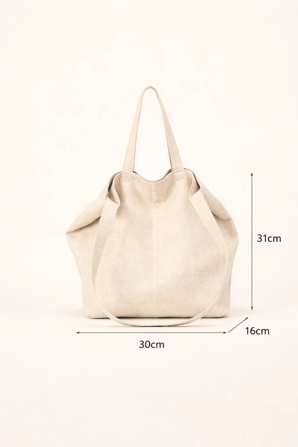 Bolso Tote Grande De Lona De Ramio Ligero Y Natural