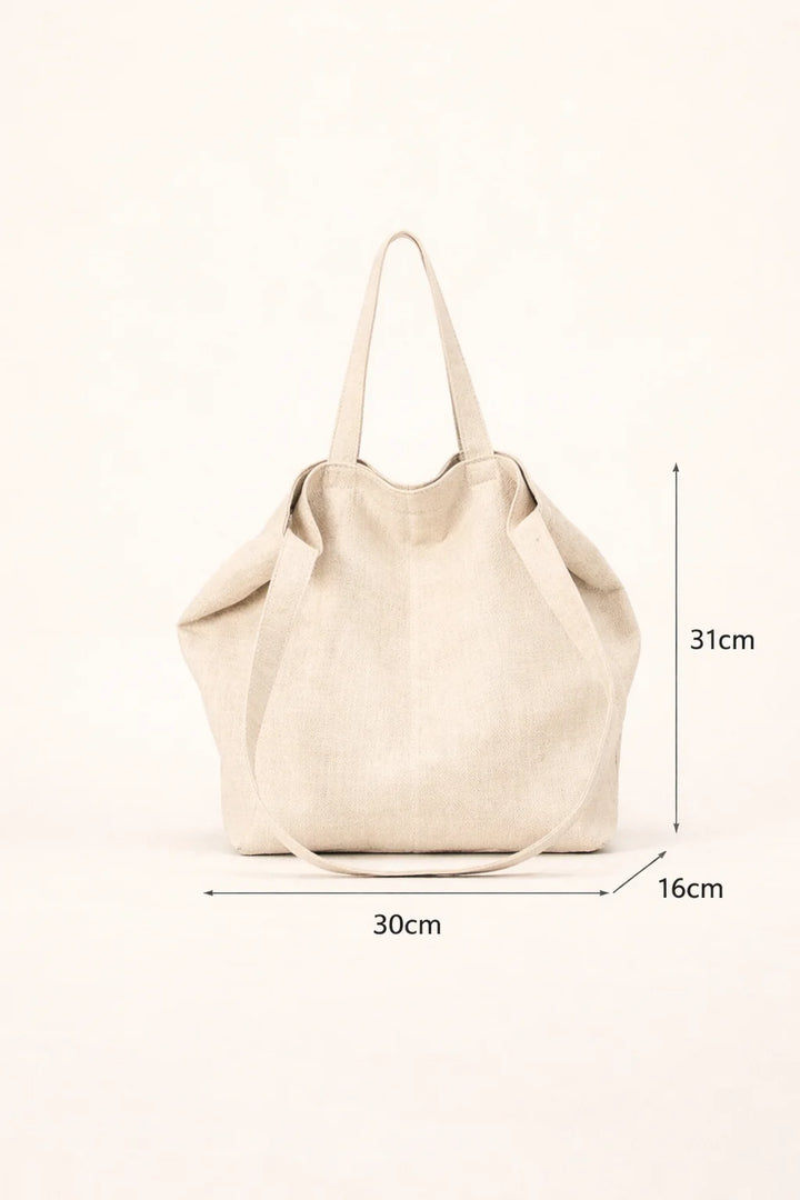 Bolso Tote Grande De Lona De Ramio Ligero Y Natural