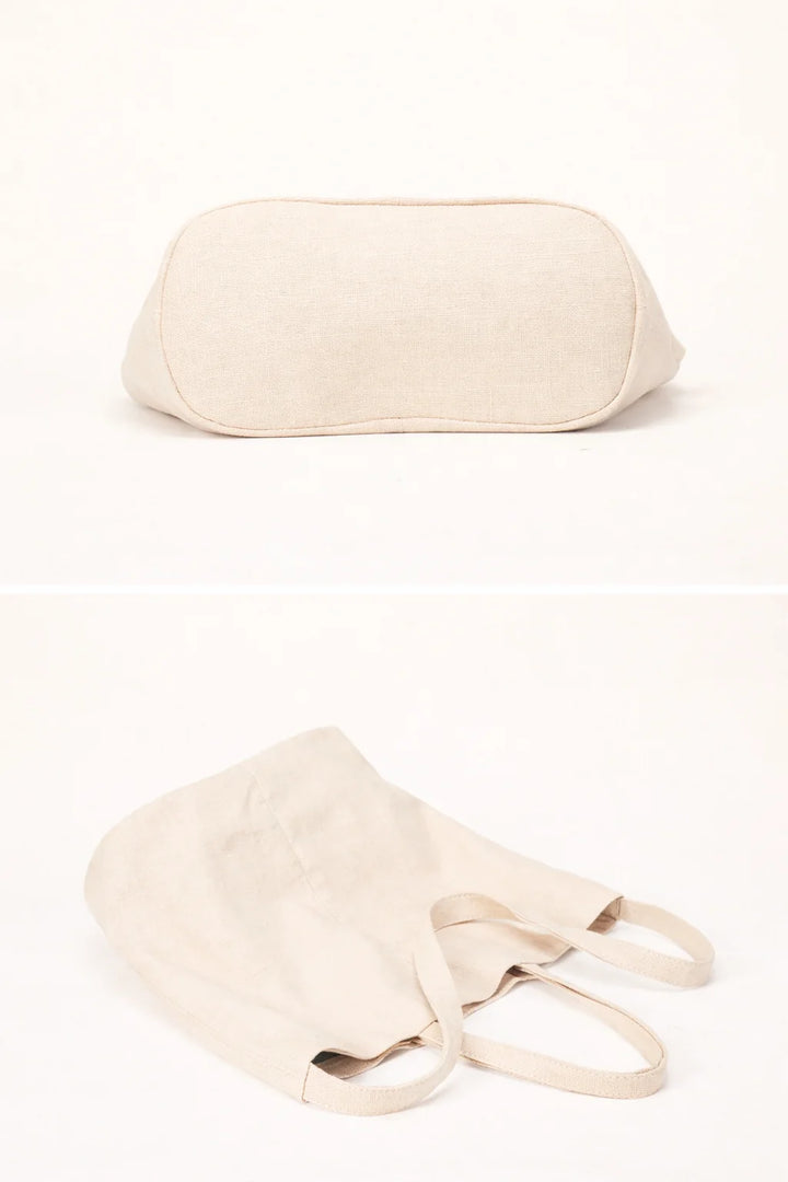 Bolso Tote Grande De Lona De Ramio Ligero Y Natural
