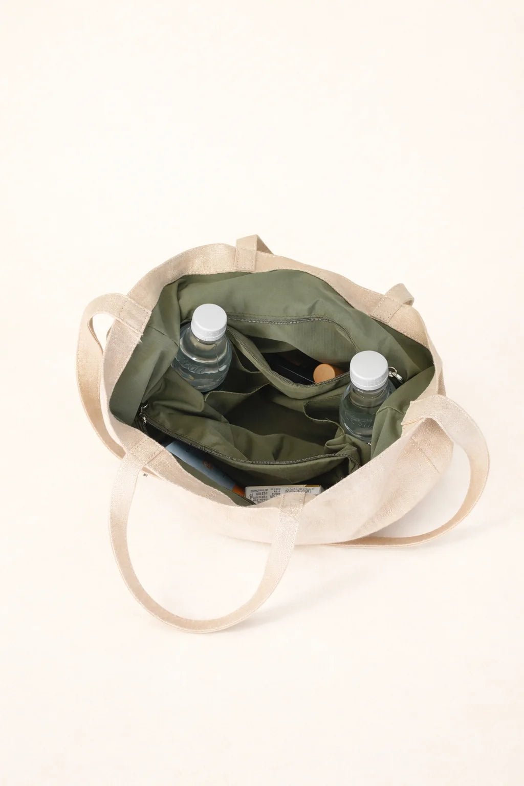 Bolso Tote Grande De Lona De Ramio Ligero Y Natural