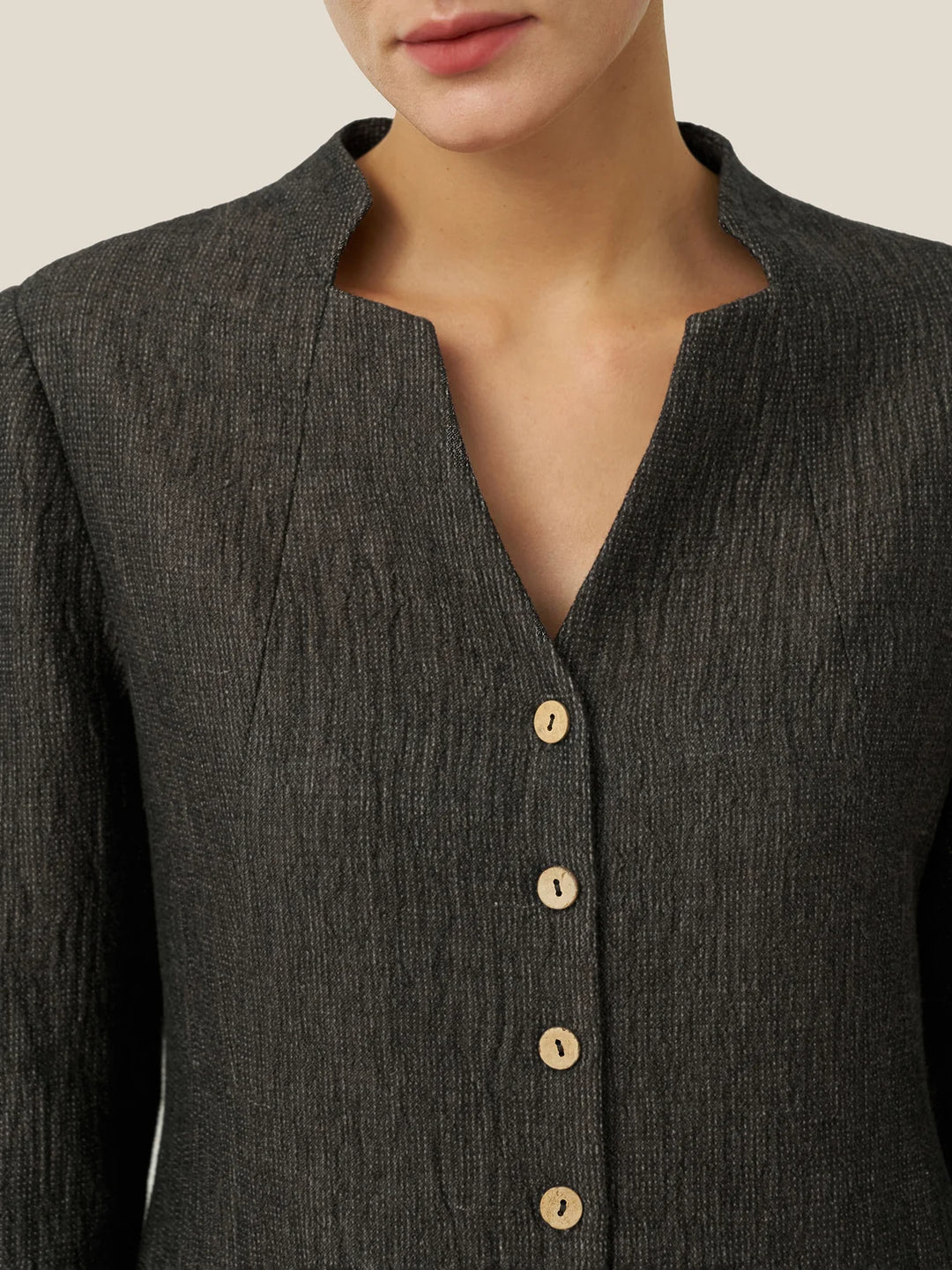 Jordan | Long Linen Mandarin Collar Shirt Jacket