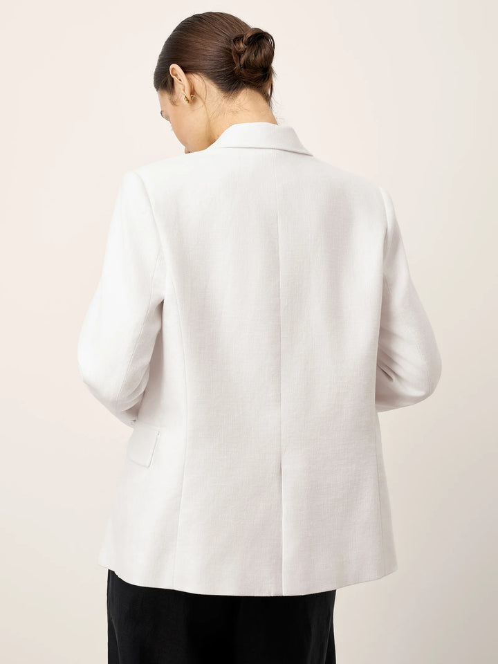 Iris - Peak Lapel Diagonal Wrap Linen Blazer