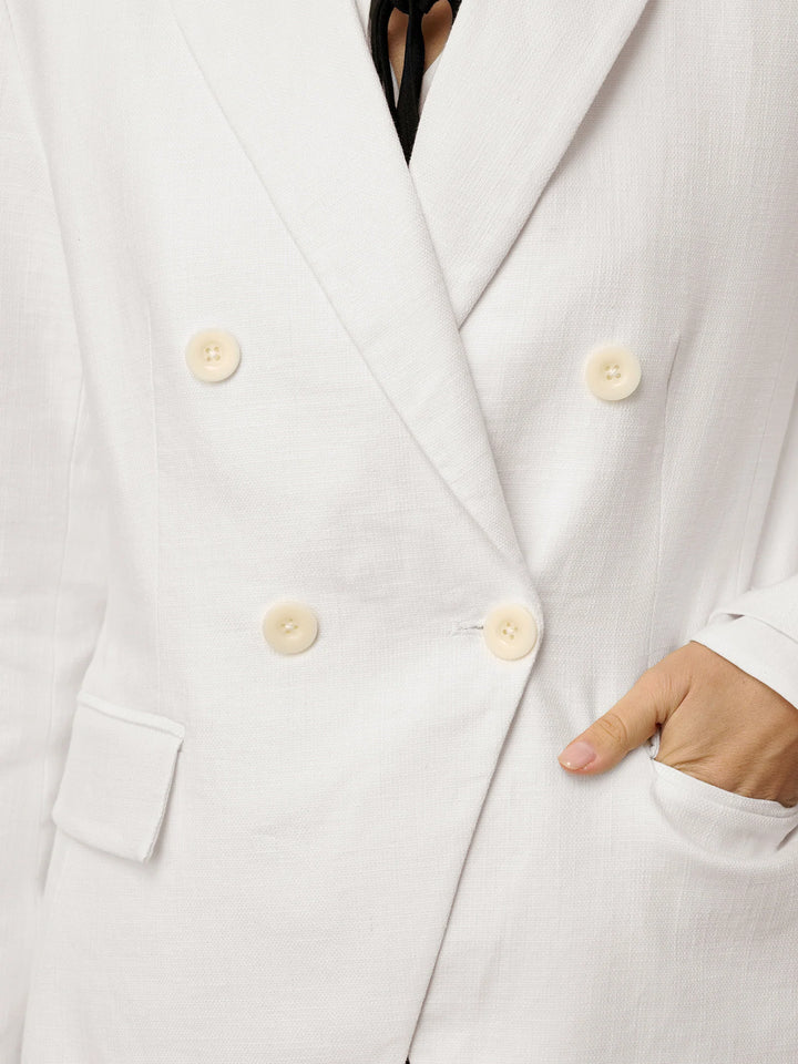 Iris - Peak Lapel Diagonal Wrap Linen Blazer