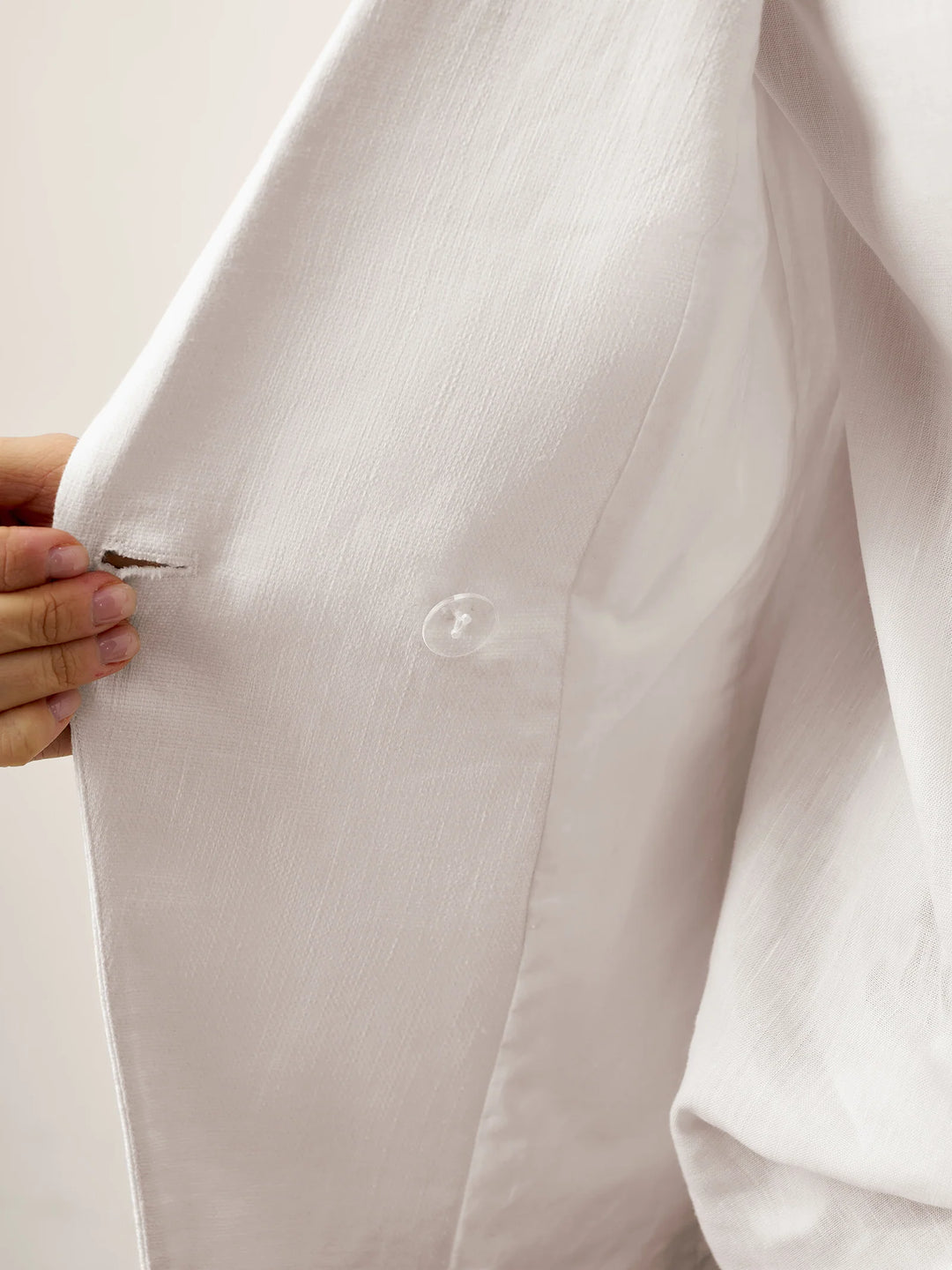 Iris - Peak Lapel Diagonal Wrap Linen Blazer