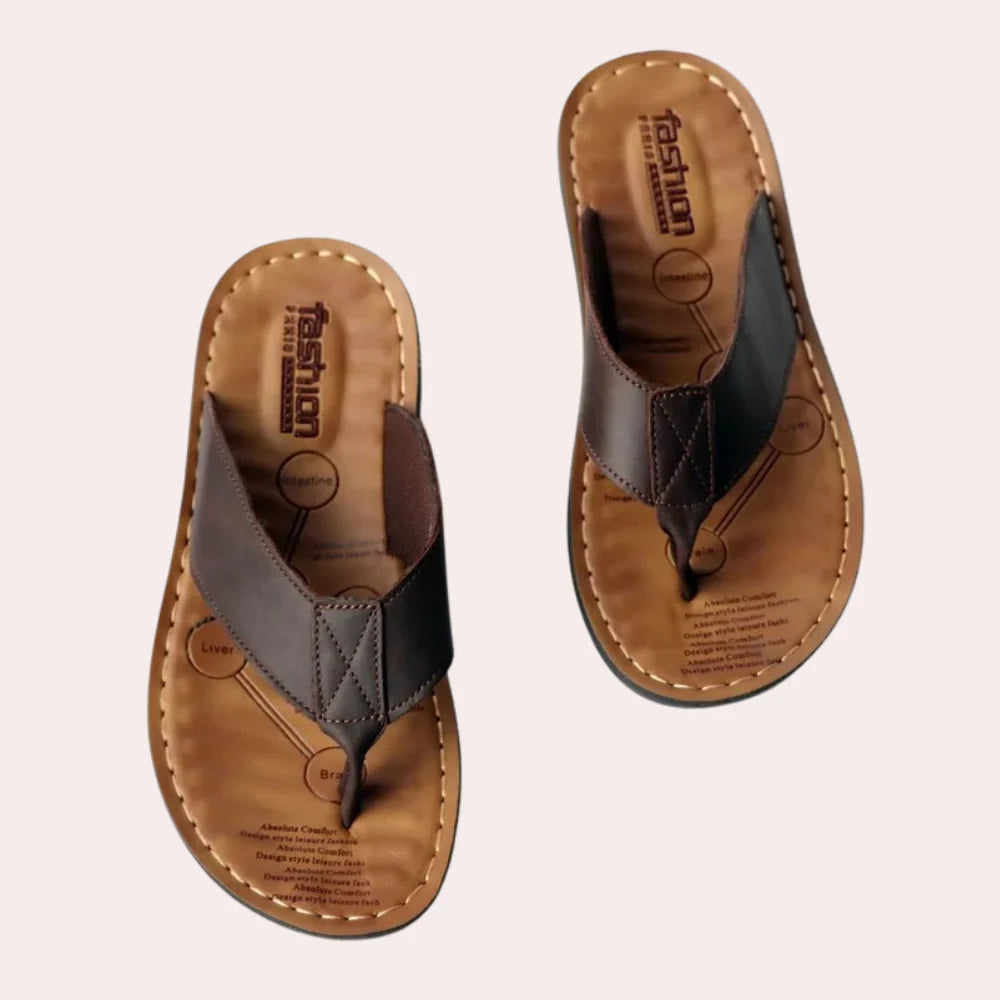 Men's Leather Thong Summer Flip-Flops