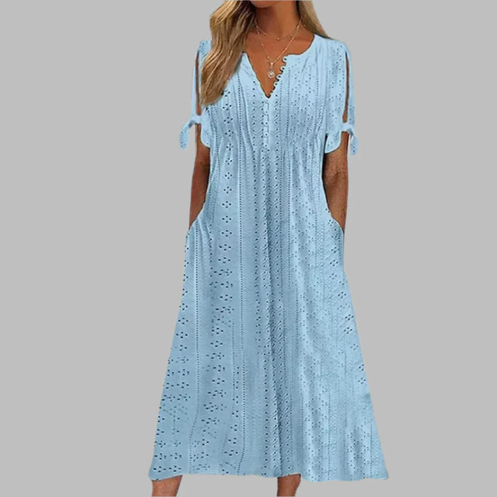 Vestido boho de verão feminino – leve e fluído para praia, férias e dia a dia