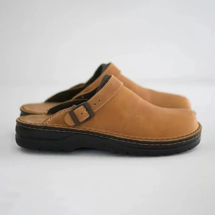 Zapatillas De Hombre En Piel Sintética Con Hebilla Estilo Confort Tipo Zuecos