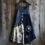 - VESTIDO TIRANTES VAQUERO PATCHWORK ENCAJE FLORAL