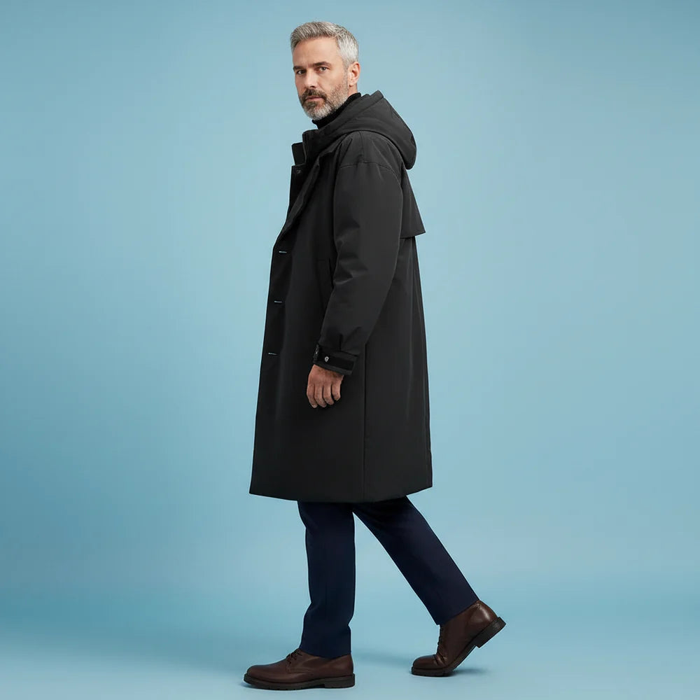 Sobretodo Impermeable Con Capucha Para Hombre – Capa Larga Para Ciudad Y Viajes