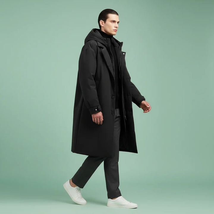 Sobretodo Impermeable Con Capucha Para Hombre – Capa Larga Para Ciudad Y Viajes