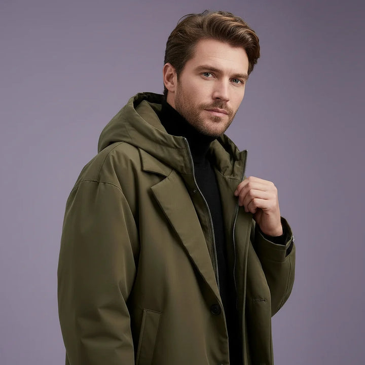 Sobretodo Impermeable Con Capucha Para Hombre – Capa Larga Para Ciudad Y Viajes