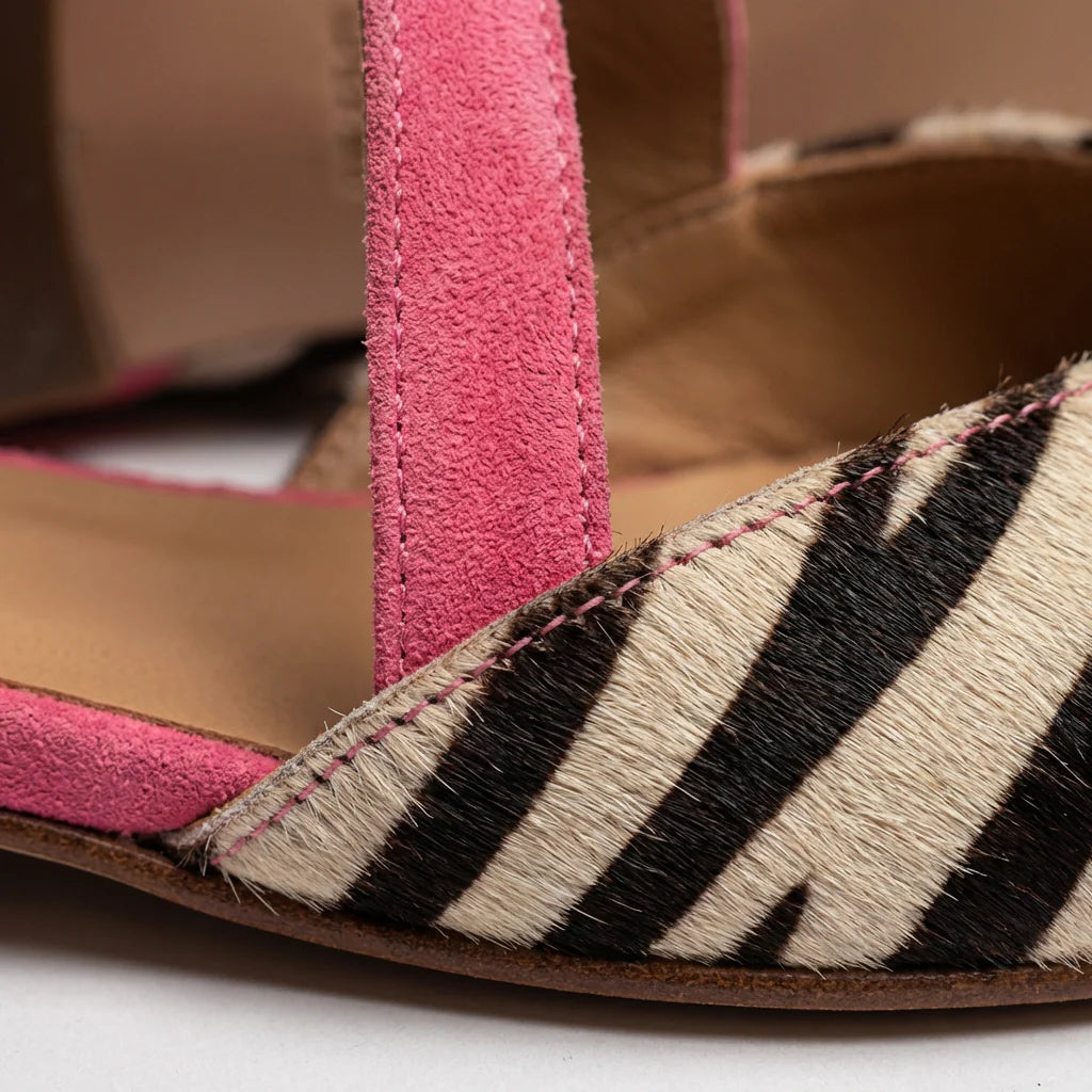 Mireia | Bailarinas Zebra Tiras Cruzadas Punta Afilada Mujer