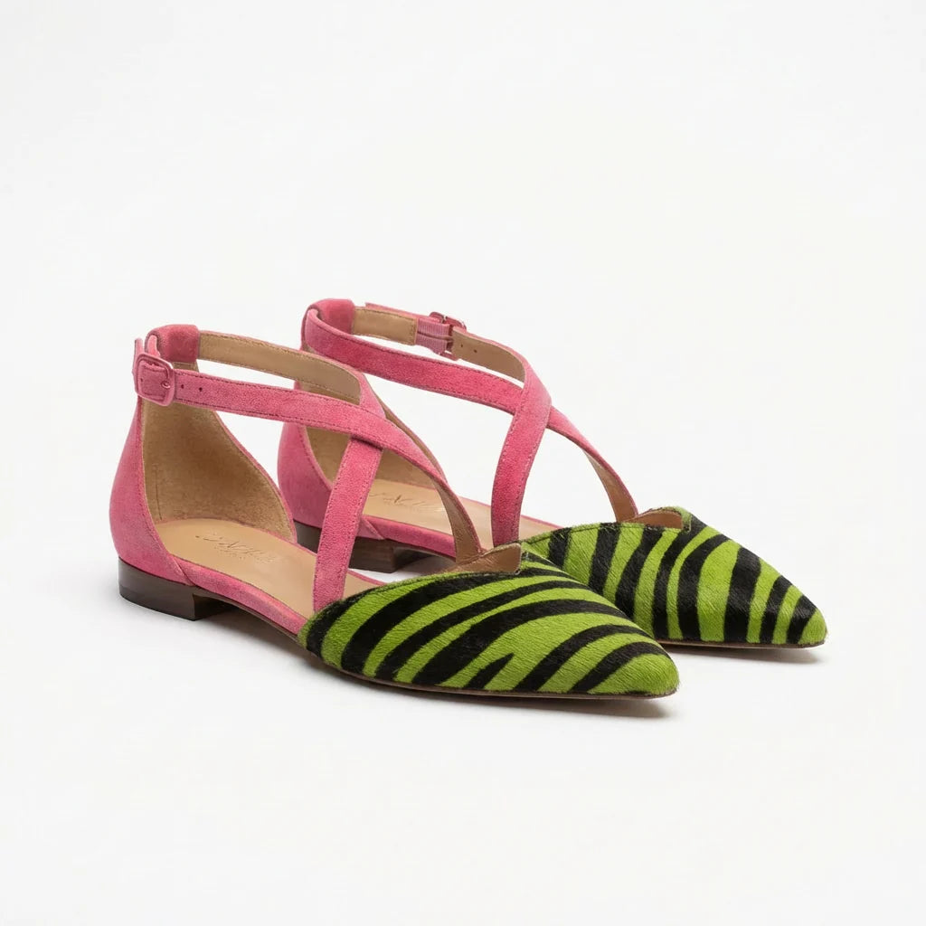 Mireia | Sabrinas Zebra Atilhos Cruzados Biqueira Fina Mulher