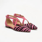 Mireia | Bailarinas Zebra Tiras Cruzadas Punta Afilada Mujer