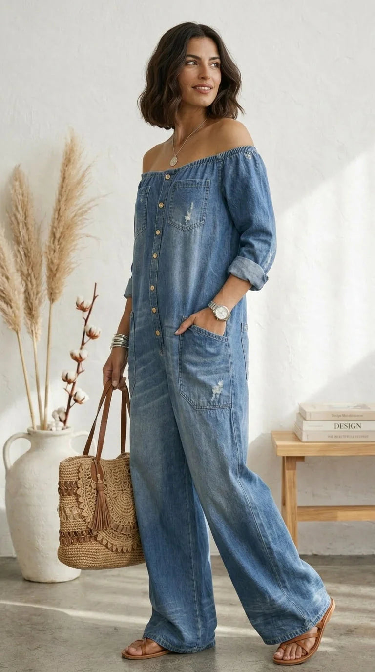 MARIA - MONO DE DENIM CON HOMBROS AL AIRE
