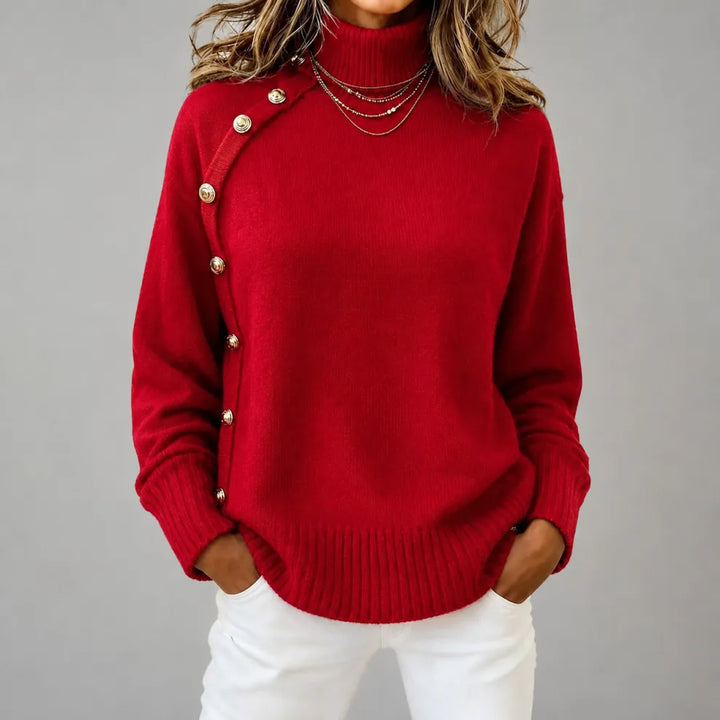 Jersey De Punto Con Cuello Alto - Color Liso Cómodo Y Elegante
