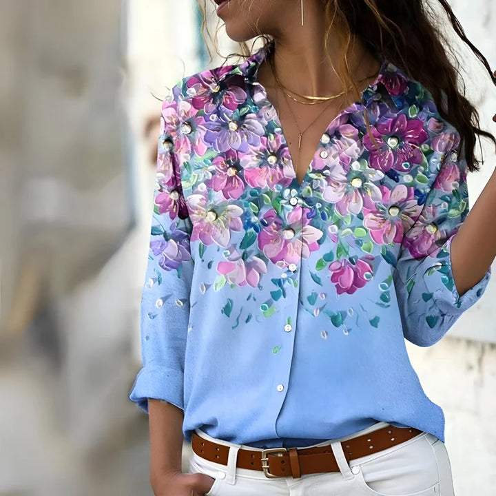 Norina - Women's Lightweight Blouse with Fashionable Print and Loose Fit