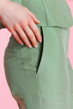 Pantalón De Vestir Shantung Tiro Alto Mujer