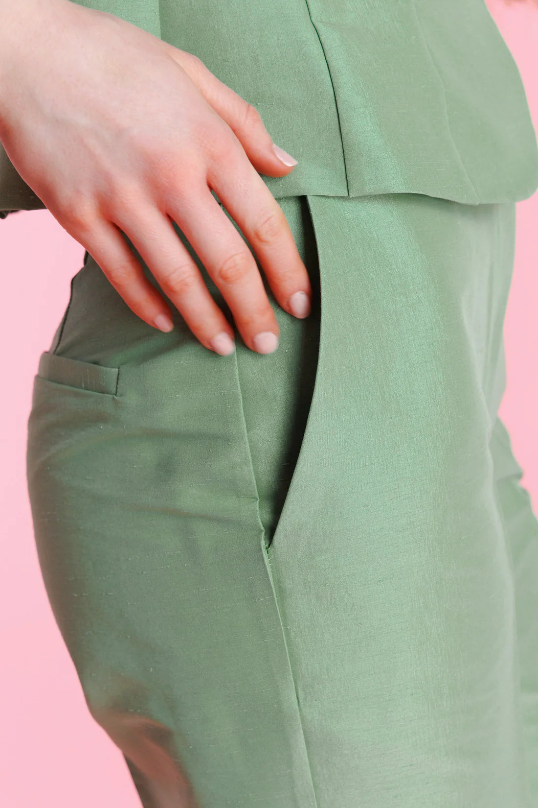 Pantalón De Vestir Shantung Tiro Alto Mujer