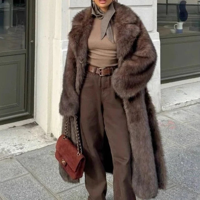 ABRIGO DE PELO SINTÉTICO OVERSIZED PARA MUJER – PIEZA LARGA DE INVIERNO PARA UN ESTILO URBANO ELEGANTE