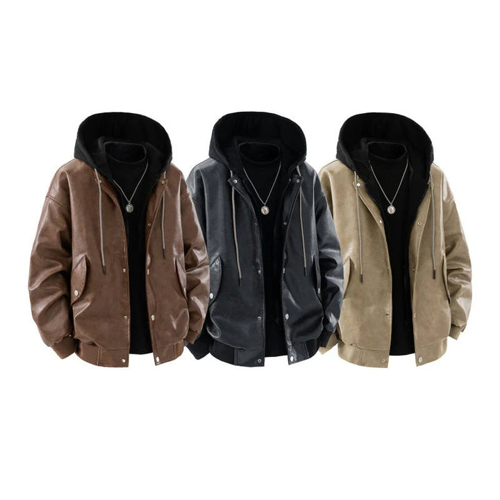 Axel | Bomber Oversized Para Homem Com Capuz, Colchetes E Bolsos