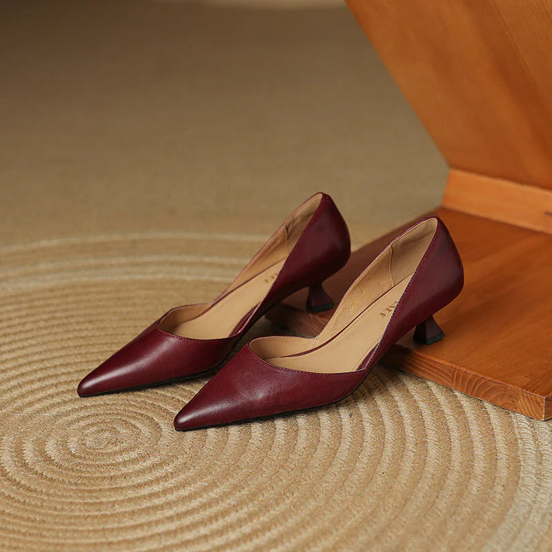 Ceyra | Tacones Bajos de Cuero Genuino