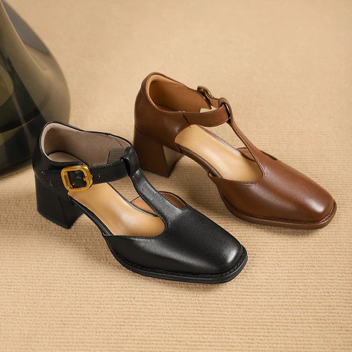 Marcele - Sapatos de Couro T-strap