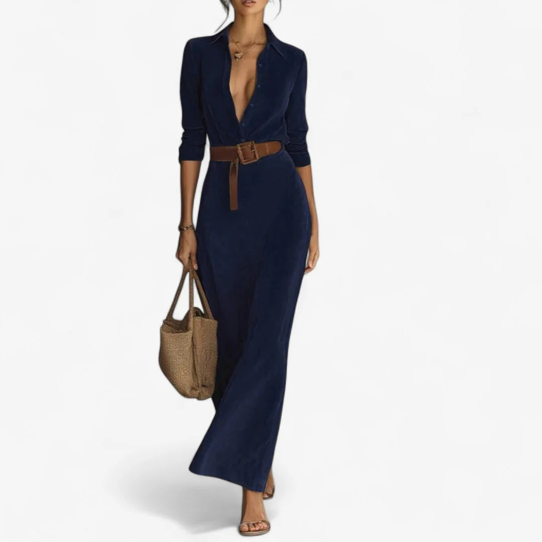 Emmanuella™ | Vestido Maxi Minimalista De Satén