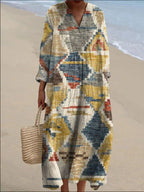 CÁTIA - VESTIDO INSPIRADO EN LO BOHEMIO CON ESTAMPADOS ÉTNICOS